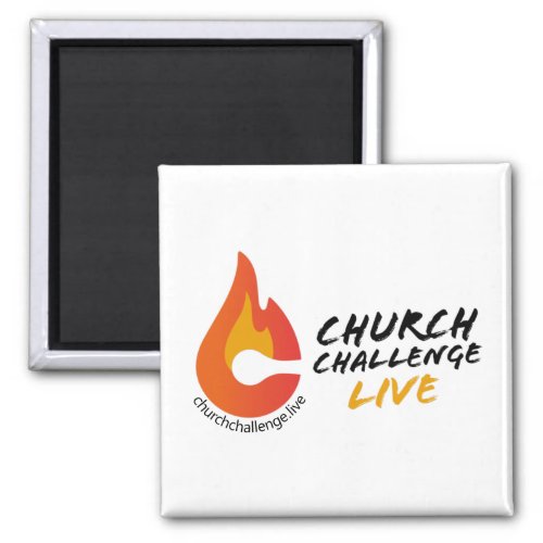 CHURCH CHALLENGE LIVE Orange Flamed C Square Magnet