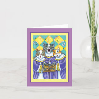 CHURCH CHOIR CATS & MOUSE SINGING XMAS CAROL Blank Card