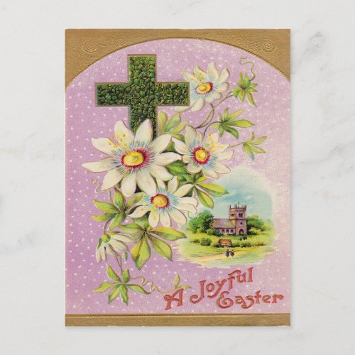 Church Christian Cross Daisy Postcard