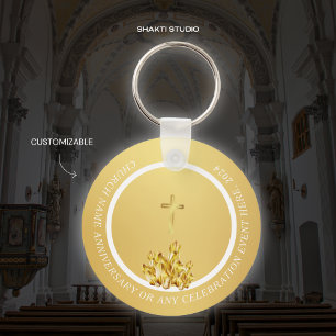Church Christian Souvenir Gold Keychain