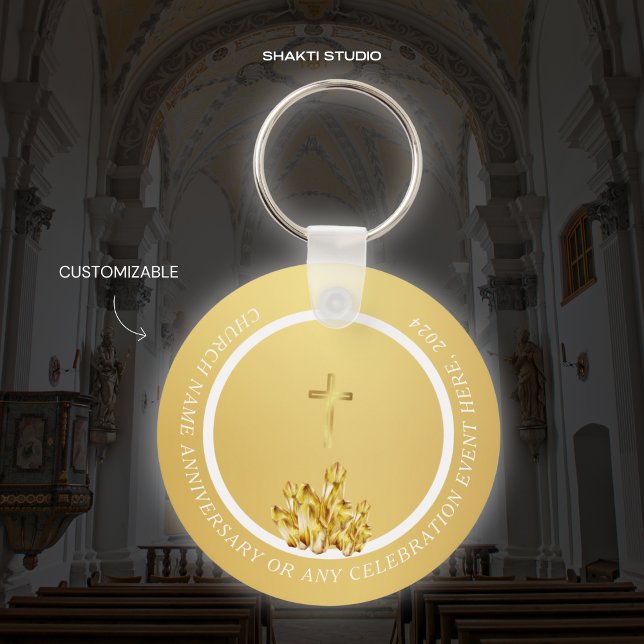 Church Christian Souvenir Gold Keychain (Creator Uploaded)