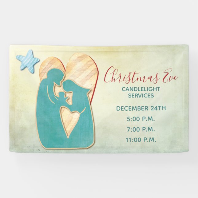 Church Christmas Eve Modern Candlelight Service Banner (Horizontal)