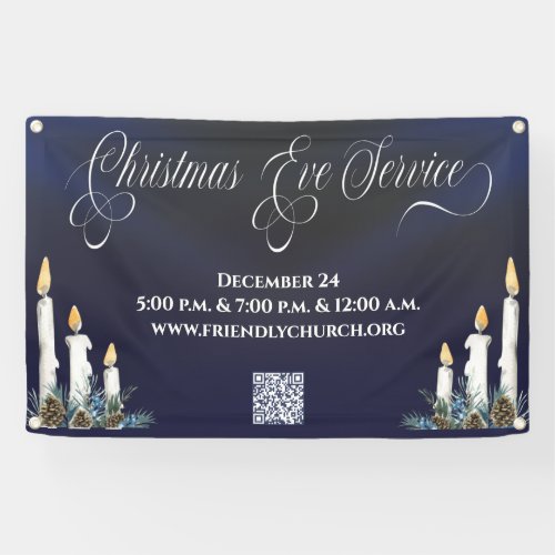 Church Christmas Eve QR Code Candlelight Service Banner