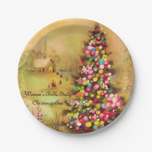 Church & Christmas Tree Personalize Paper Napkins Plates