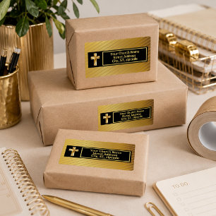 Church Classy Gold And Black Shipping Bibles Label