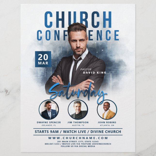 Church Conference Service Faded City Event Flyer (Front)
