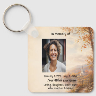Church Country Autumn, Memorial Prayer Keepsake Keychain