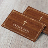 Church Pastor Modern QR code Custom Logo Navy Business Card