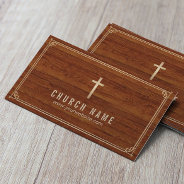 Church Cross Gold Framed Elegant Wood Pastor Business Card at Zazzle