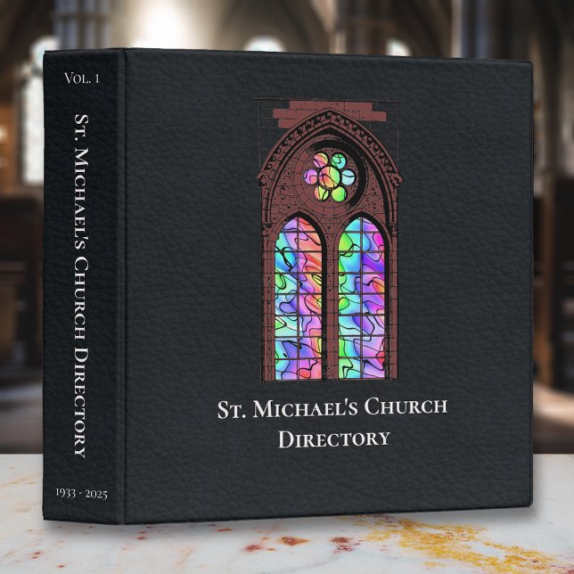 Church Directory Stained Glass Window Black 3 Ring Binder (Creator Uploaded)