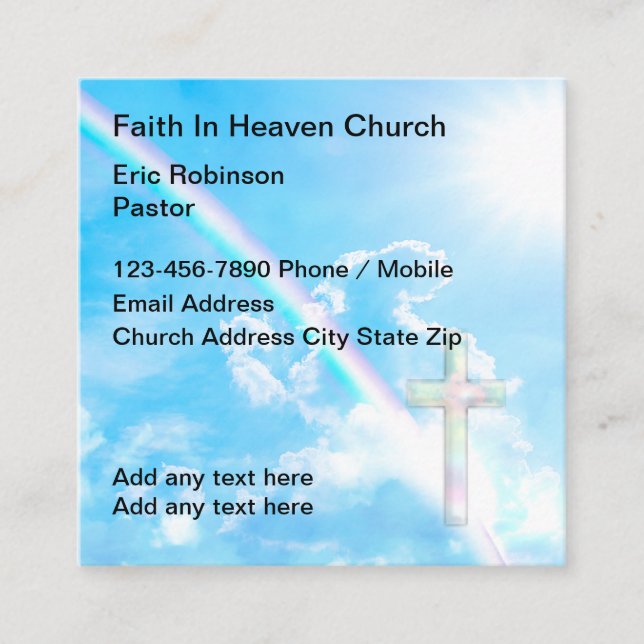 Church Faith Business Cards Rainbow (Front)
