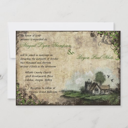 Church Green Vintage Wedding Invitation