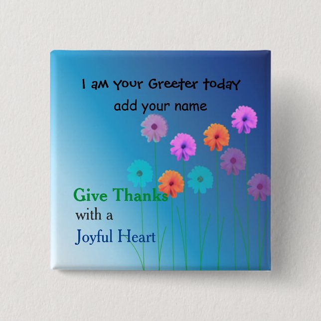 Church Greeter Name Plate Button (Front)
