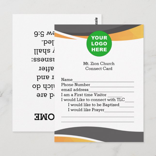 Church Guest Connect Card with logo (Front/Back)