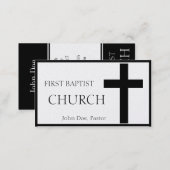 Church Horizontal Black Cross Platinum Paper Business Card (Front/Back)