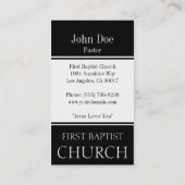 Church Horizontal Black Cross Platinum Paper Business Card (Back)