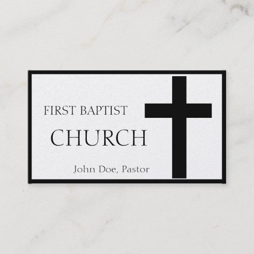 Church Horizontal Black Cross Platinum Paper Business Card Template