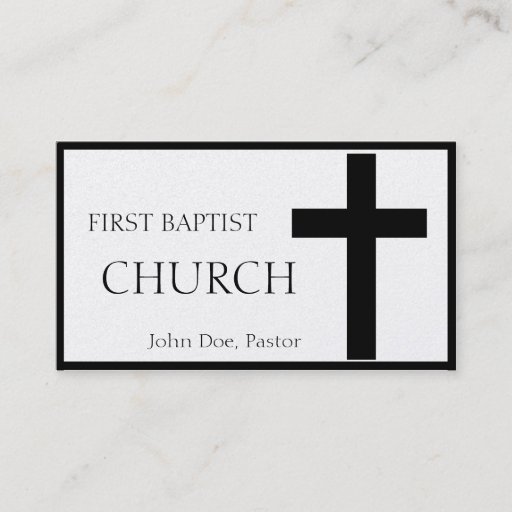Customizable Church Horizontal Black Cross Platinum Paper Business Card Template