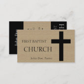 Church Horizontal Tan/Black Business Card (Front/Back)