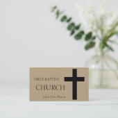 Church Horizontal Tan/Black Business Card (Standing Front)