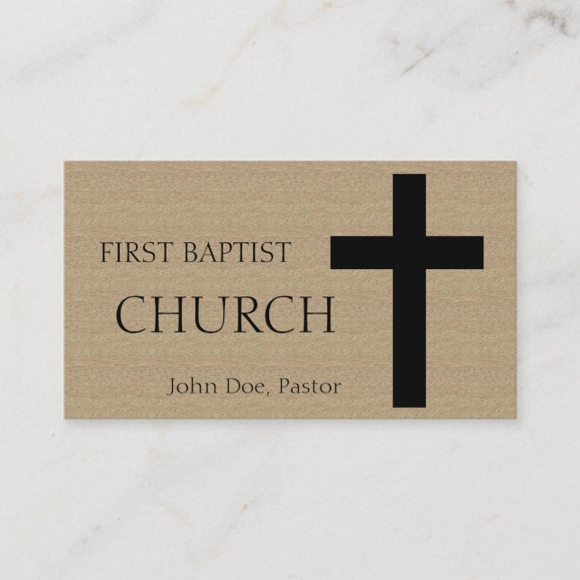 Church Horizontal Tan/Black Business Card (Front)