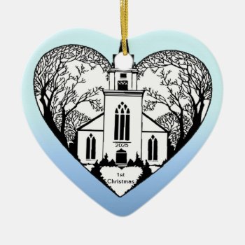 Church In A Heart - Customizable Ornament by BridesToBe at Zazzle