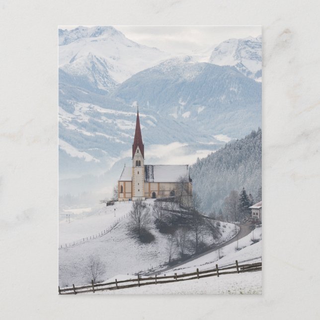Church in an alpine winter landscape postcard (Front)