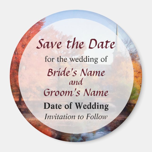 Church in Autumn Save the Date Magnet (Front)