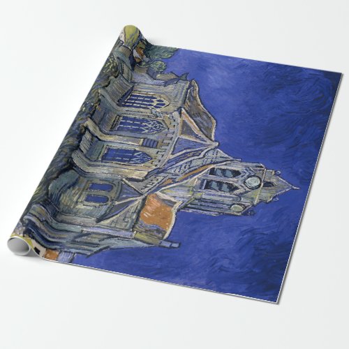 Church in Auvers by Van Gogh Blue Painting Art Wrapping Paper