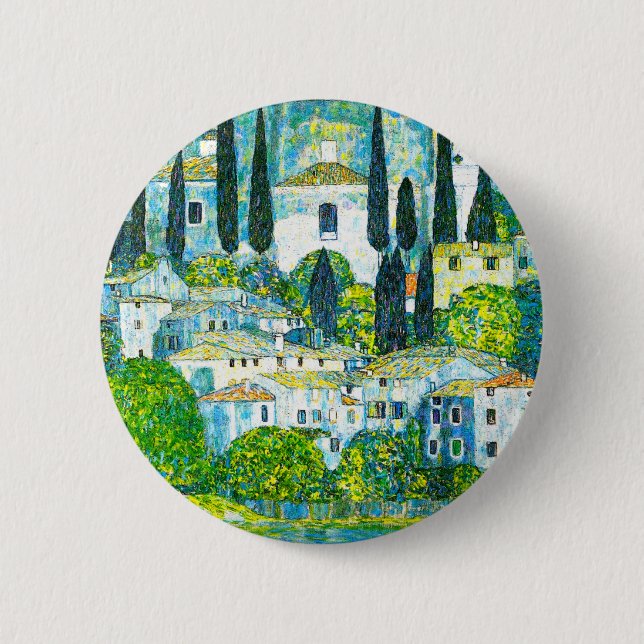 Church in Cassone Gustav Klimt Button (Front)