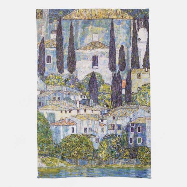 Church in Cassone, Gustav Klimt Kitchen Towel (Vertical)