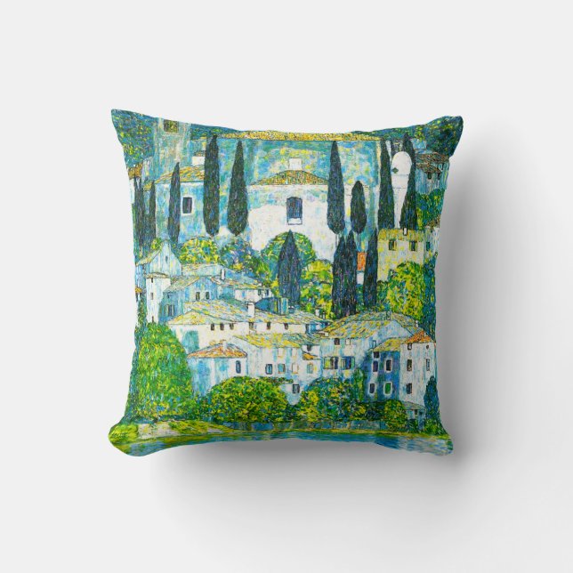 Church in Cassone Gustav Klimt Throw Pillow (Front)