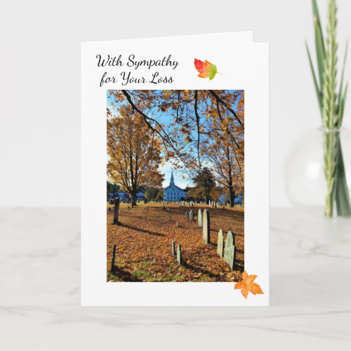 Church in Cemetery  Fall Scene  Sympathy Card