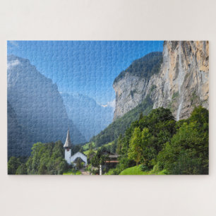 Church in Lauterbrunnen valley, Switzerland Jigsaw Puzzle