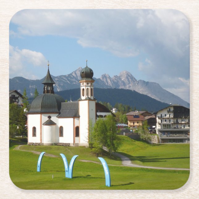 Church in Seefeld, Austria coaster (Front)