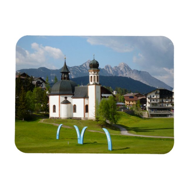 Church in Seefeld, Austria rectangular magnet (Horizontal)