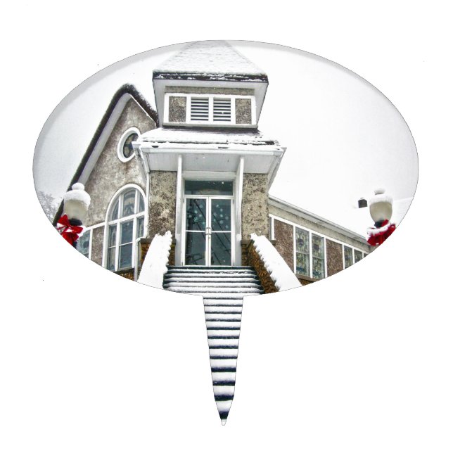 Church in the Snow Cake Topper (Front)