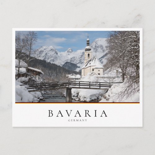 Church in the snow with Alps mountains in winter Postcard