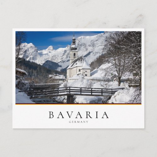 Church in the snow with Alps mountains Postcard