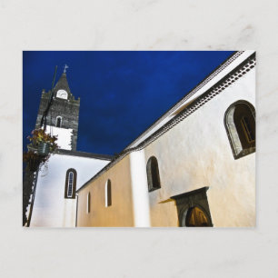 Church in town of Funchal nightscene Postcard