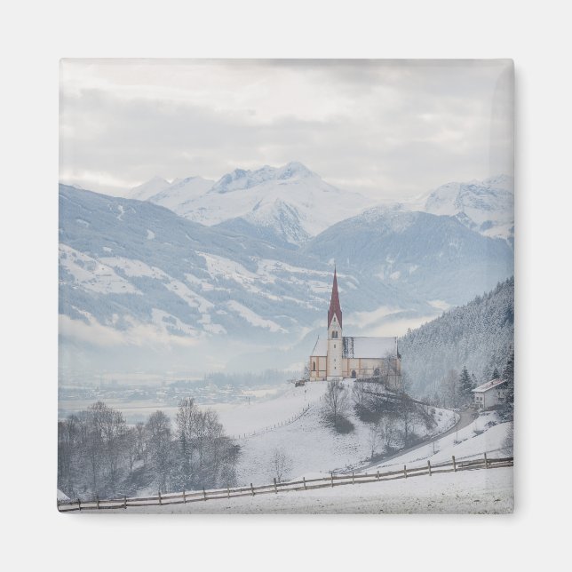 Church in Zillertal in winter magnet (Front)