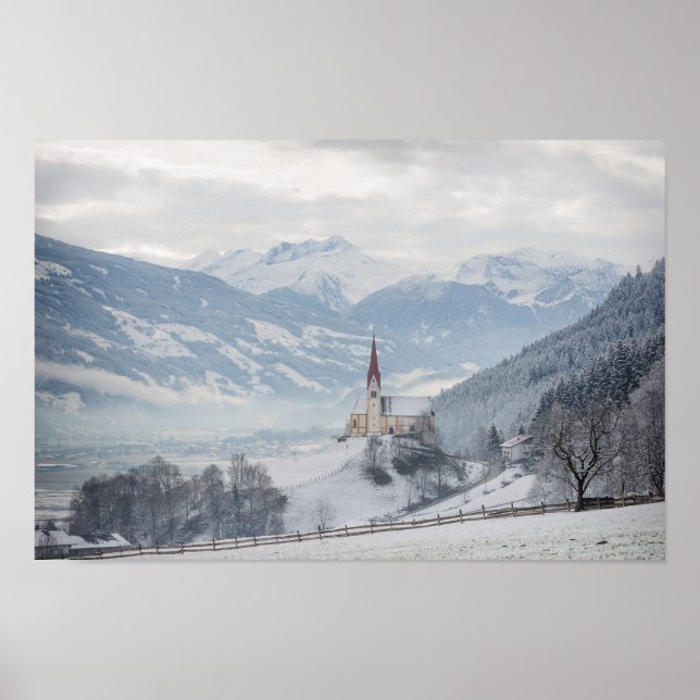Church in Zillertal in winter poster (Front)