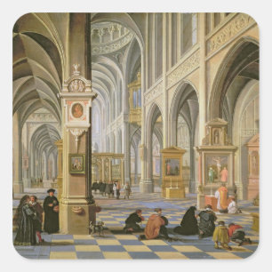Church interior square sticker