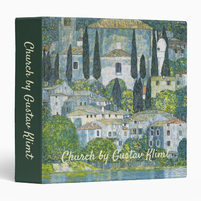Church (Kirche) in Cassone by Gustav Klimt 3 Ring Binder (Front/Spine)
