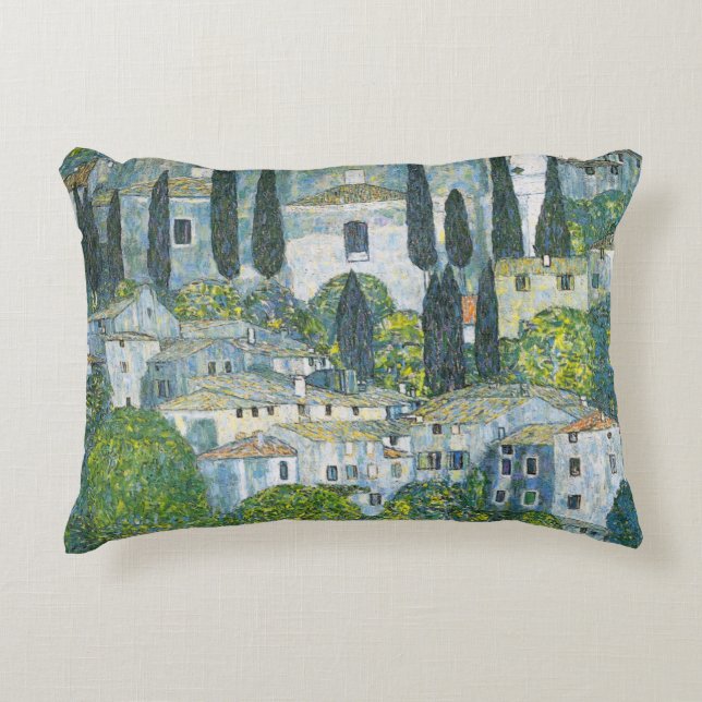 Church (Kirche) in Cassone by Gustav Klimt Accent Pillow (Front)