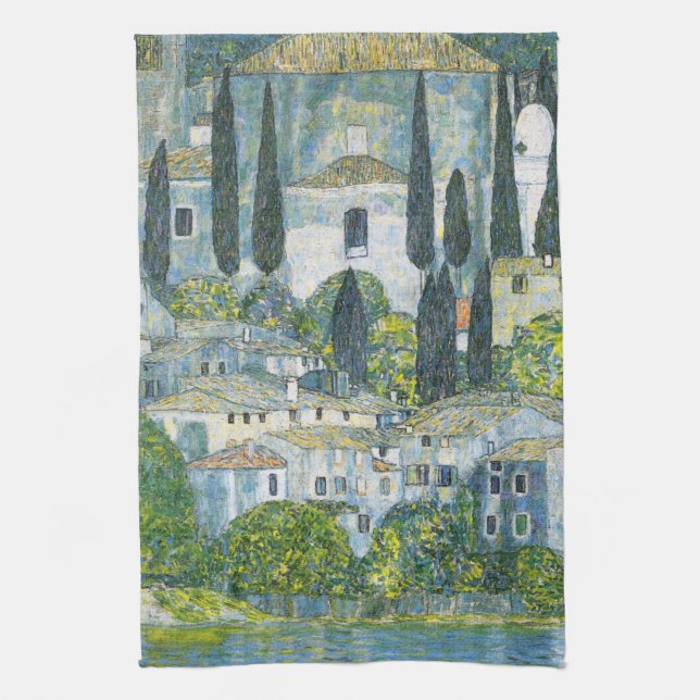 Church (Kirche) in Cassone by Gustav Klimt Kitchen Towel (Vertical)