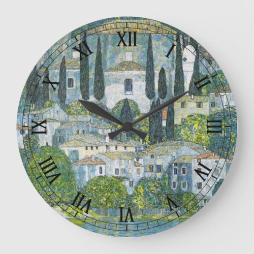 Church Kirche in Cassone by Gustav Klimt Large Clock