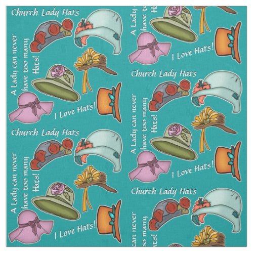 Church Lady Hats on Turquoise Fabric