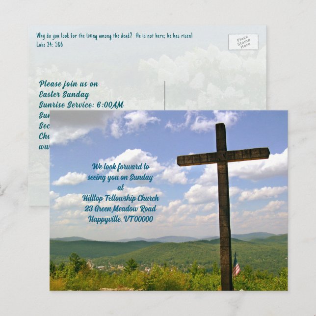 Church Mailer Easter Service Invitation Postcard (Front/Back)