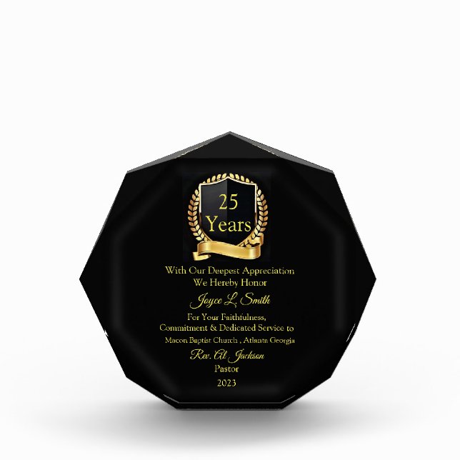 Church Member Appreciation Acrylic Award  (Front)